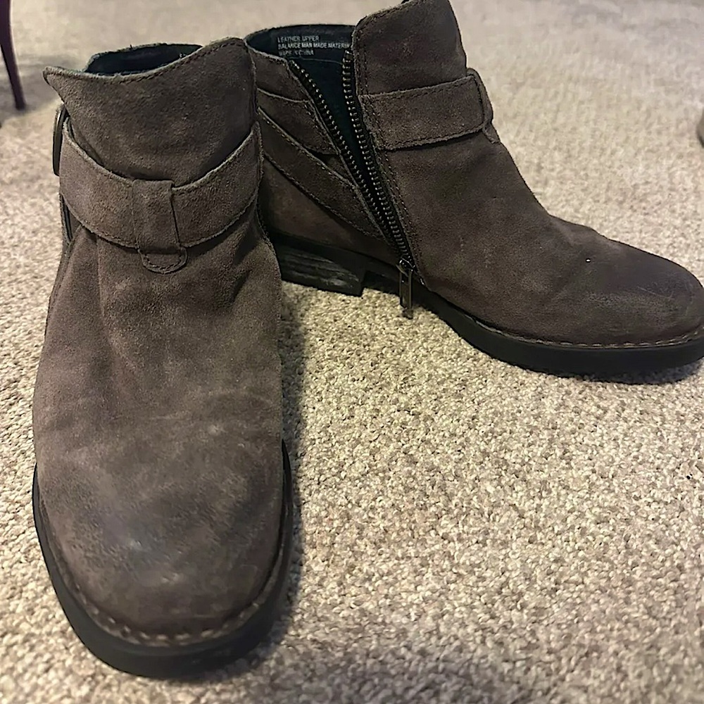 BORN Concept Gray Buckle Booties (Size 5.5)